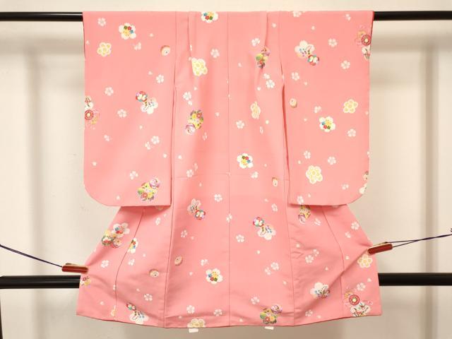 平和屋着物[]七五三　女の子　３歳　祝着　三つ身　被布セット　鞠　舞桜花蝶文　DAAY3341ma