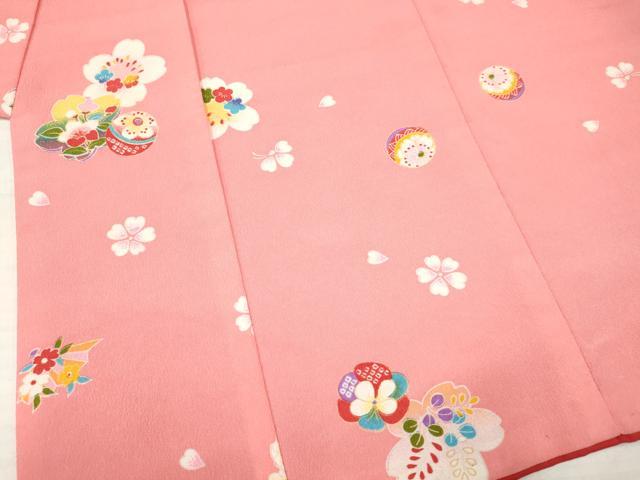 平和屋着物[]七五三　女の子　３歳　祝着　三つ身　被布セット　鞠　舞桜花蝶文　DAAY3341ma