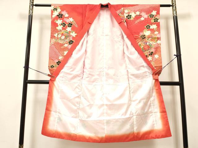平和屋着物[]七五三　女の子　７歳　祝着　四つ身　袋帯セット　鈴牡丹花文　金彩　逸品　DAAY3346ma