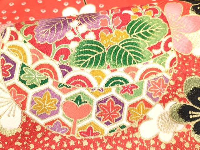 平和屋着物[]七五三　女の子　７歳　祝着　四つ身　袋帯セット　鈴牡丹花文　金彩　逸品　DAAY3346ma