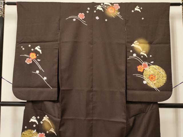 平和屋着物[]七五三　女の子　７歳　祝着　四つ身　袋帯セット　跳び兎　舞桜　暈し染め　金彩　DAAY3348ma