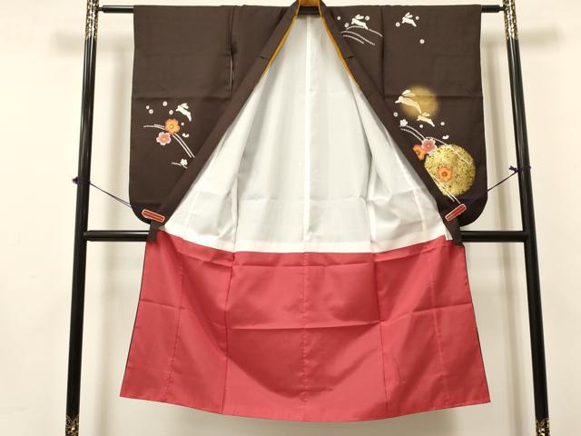 平和屋着物[]七五三　女の子　７歳　祝着　四つ身　袋帯セット　跳び兎　舞桜　暈し染め　金彩　DAAY3348ma