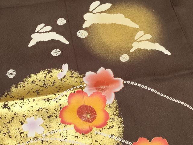 平和屋着物[]七五三　女の子　７歳　祝着　四つ身　袋帯セット　跳び兎　舞桜　暈し染め　金彩　DAAY3348ma