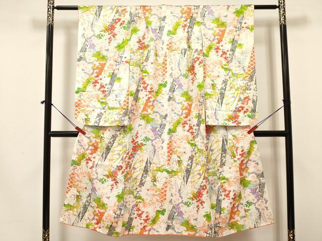 平和屋着物[]七五三　女の子　７歳　祝着　四つ身　袋帯セット　乱菊　草花文　金彩　逸品　DAAY3352ma