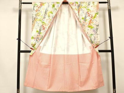 平和屋着物[]七五三　女の子　７歳　祝着　四つ身　袋帯セット　乱菊　草花文　金彩　逸品　DAAY3352ma