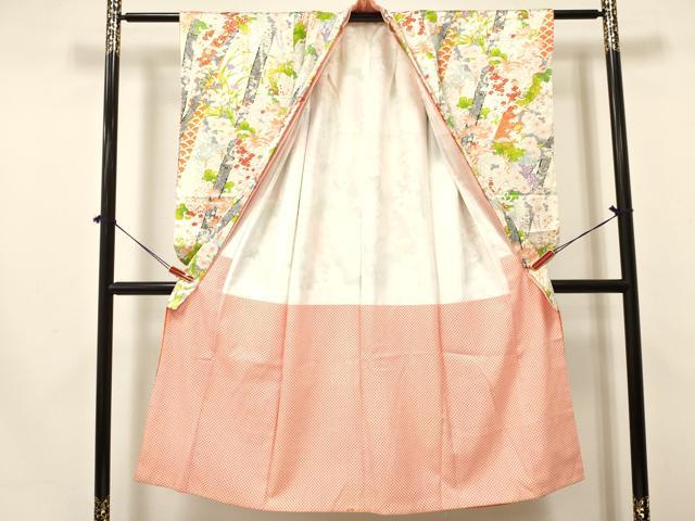平和屋着物[]七五三　女の子　７歳　祝着　四つ身　袋帯セット　乱菊　草花文　金彩　逸品　DAAY3352ma