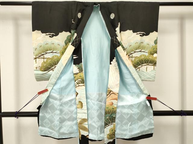 平和屋着物[]お宮参り　男の子　祝着　産着　初着　のしめ　刺繍　鷹　鷲　笹松文　金彩　逸品　DAAY3358ma