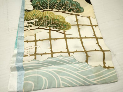 平和屋着物[]お宮参り　男の子　祝着　産着　初着　のしめ　刺繍　鷹　鷲　笹松文　金彩　逸品　DAAY3358ma