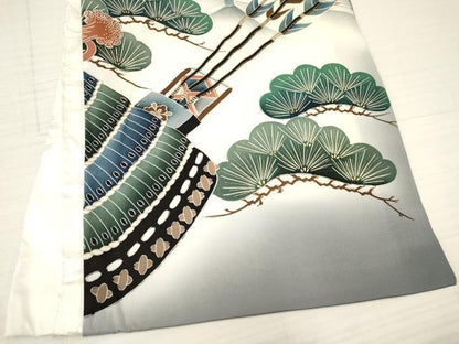 平和屋着物[]お宮参り　男の子　祝着　産着　初着　のしめ　駒刺繍　龍　兜　扇面立波松文　暈し染め　金彩　逸品　DAAY3362ma