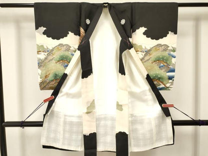 平和屋着物[]お宮参り　男の子　祝着　産着　初着　のしめ　刺繍　鷹　鷲　立波松文　金彩　逸品　DAAY3363ma