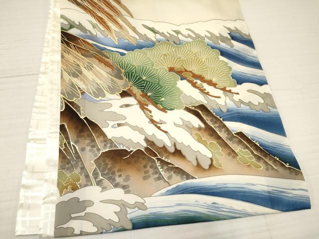 平和屋着物[]お宮参り　男の子　祝着　産着　初着　のしめ　刺繍　鷹　鷲　立波松文　金彩　逸品　DAAY3363ma