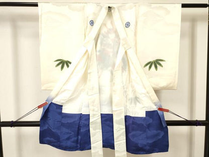 平和屋着物[]お宮参り　男の子　祝着　産着　初着　のしめ　手描き　武士　松文　暈し染め　金彩　逸品　DAAY3366ma