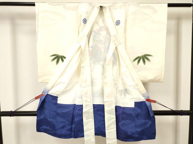 平和屋着物[]お宮参り　男の子　祝着　産着　初着　のしめ　手描き　武士　松文　暈し染め　金彩　逸品　DAAY3366ma