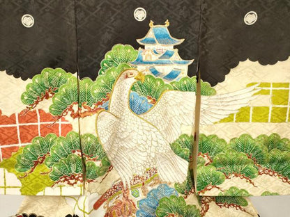 平和屋着物[]お宮参り　男の子　祝着　産着　初着　のしめ　刺繍　龍　風景飛鳥文　金彩　逸品　DAAY3368ma