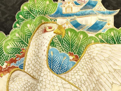 平和屋着物[]お宮参り　男の子　祝着　産着　初着　のしめ　刺繍　龍　風景飛鳥文　金彩　逸品　DAAY3368ma