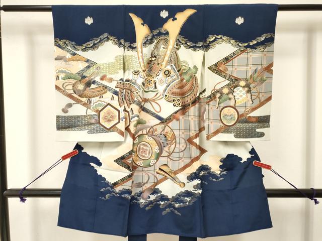 平和屋着物[]お宮参り　男の子　祝着　産着　初着　のしめ　龍　兜　鼓花松文　金彩　逸品　DAAY3369ma