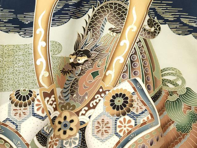 平和屋着物[]お宮参り　男の子　祝着　産着　初着　のしめ　龍　兜　鼓花松文　金彩　逸品　DAAY3369ma
