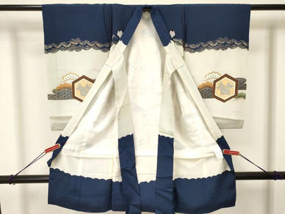 平和屋着物[]お宮参り　男の子　祝着　産着　初着　のしめ　龍　兜　鼓花松文　金彩　逸品　DAAY3369ma