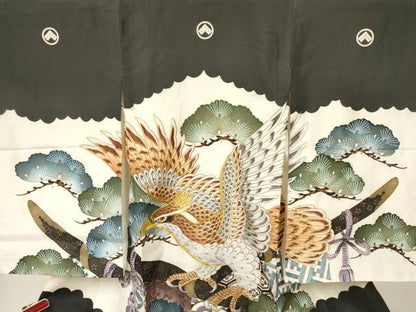 平和屋着物[]お宮参り　男の子　祝着　産着　初着　のしめ　刺繍　鷹　鷲　松文　金彩　逸品　DAAY3372ma