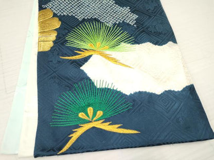 平和屋着物[]お宮参り　男の子　祝着　産着　初着　のしめ　刺繍　絞り　鷹　鷲　松文　金銀糸　逸品　DAAY3376ma