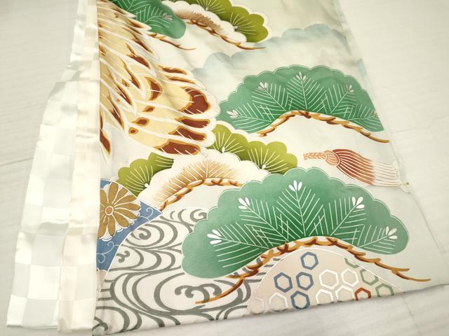 平和屋着物[]お宮参り　男の子　祝着　産着　初着　のしめ　駒刺繍　鷹　鷲　誰が袖花松文　暈し染め　銀彩　逸品　DAAY3378ma