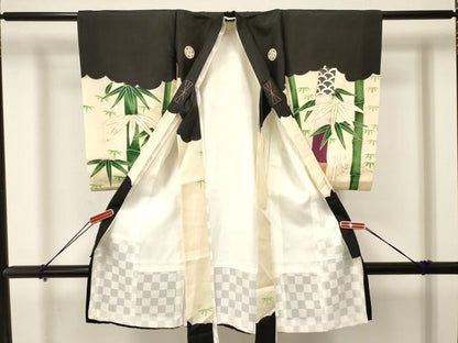 平和屋着物[]お宮参り　男の子　祝着　産着　初着　のしめ　刺繍　鷹　鷲　笹竹文　金彩　逸品　DAAY3379ma