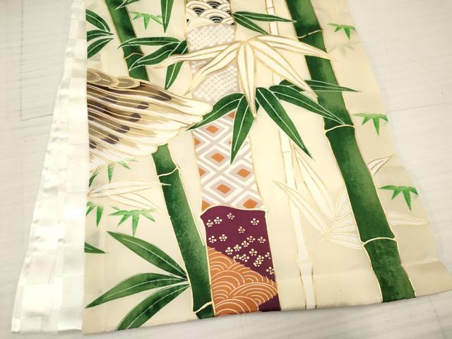 平和屋着物[]お宮参り　男の子　祝着　産着　初着　のしめ　刺繍　鷹　鷲　笹竹文　金彩　逸品　DAAY3379ma