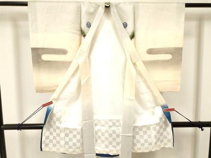 平和屋着物[]お宮参り　男の子　祝着　産着　初着　のしめ　刺繍　鷹　鷲　松文　暈し染め　金彩　逸品　DAAY3381ma