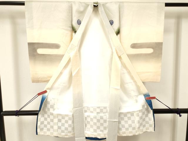 平和屋着物[]お宮参り　男の子　祝着　産着　初着　のしめ　刺繍　鷹　鷲　松文　暈し染め　金彩　逸品　DAAY3381ma