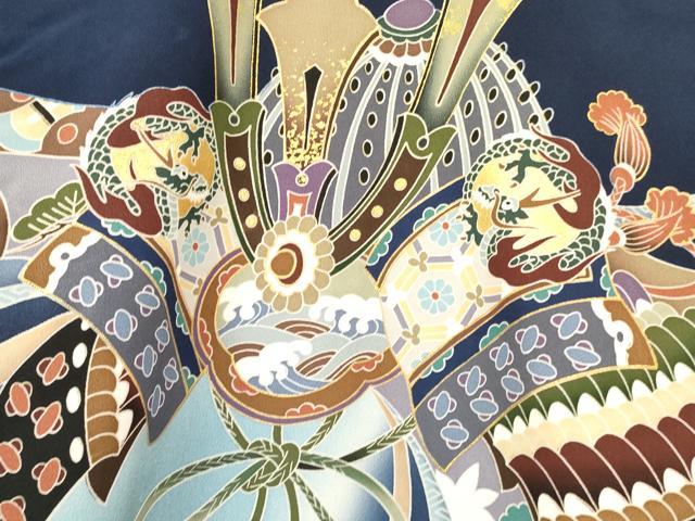 平和屋着物[]お宮参り　男の子　祝着　産着　初着　のしめ　龍　兜　打ち出の小槌　熨斗吉祥文　暈し染め　金彩　逸品　DAAY3382ma