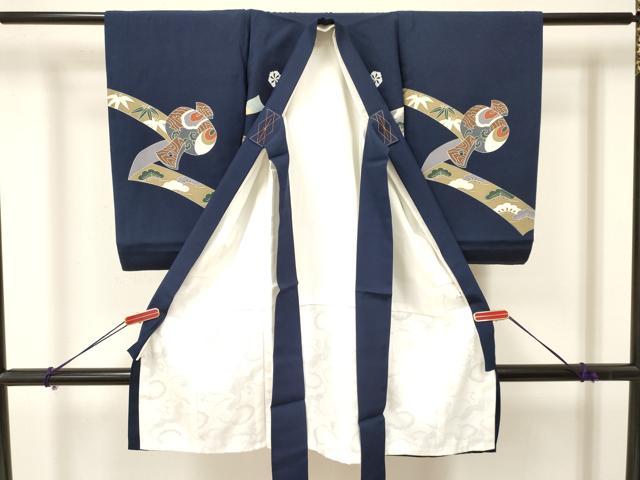 平和屋着物[]お宮参り　男の子　祝着　産着　初着　のしめ　龍　兜　打ち出の小槌　熨斗吉祥文　暈し染め　金彩　逸品　DAAY3382ma
