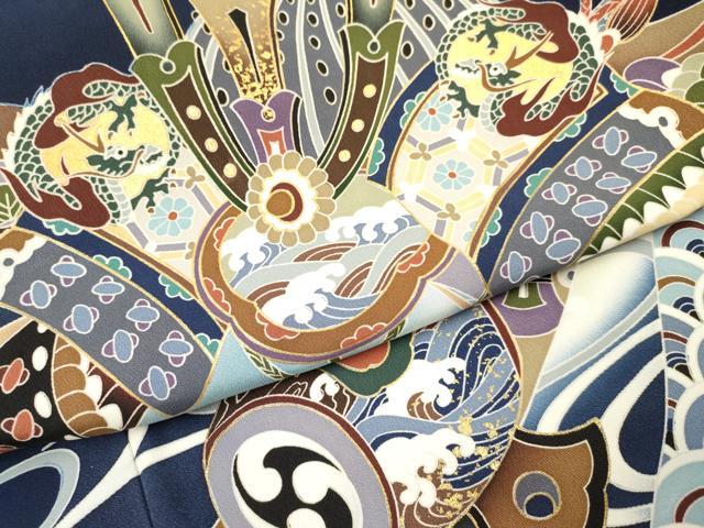 平和屋着物[]お宮参り　男の子　祝着　産着　初着　のしめ　龍　兜　打ち出の小槌　熨斗吉祥文　暈し染め　金彩　逸品　DAAY3382ma