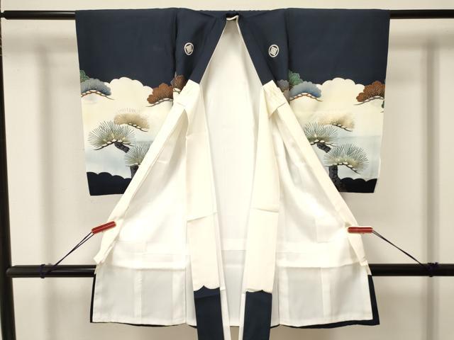 平和屋着物[]お宮参り　男の子　祝着　産着　初着　のしめ　宝船　飛鶴松文　暈し染め　金彩　逸品　DAAY3384ma