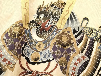 平和屋着物[]お宮参り　男の子　祝着　産着　初着　のしめ　龍　兜　鷹　鷲　松文　金彩　逸品　DAAY3385ma