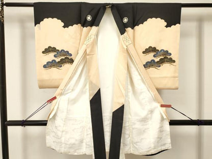 平和屋着物[]お宮参り　男の子　祝着　産着　初着　のしめ　龍　兜　鷹　鷲　松文　金彩　逸品　DAAY3385ma