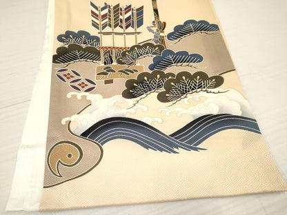 平和屋着物[]お宮参り　男の子　祝着　産着　初着　のしめ　龍　兜　鷹　鷲　松文　金彩　逸品　DAAY3385ma