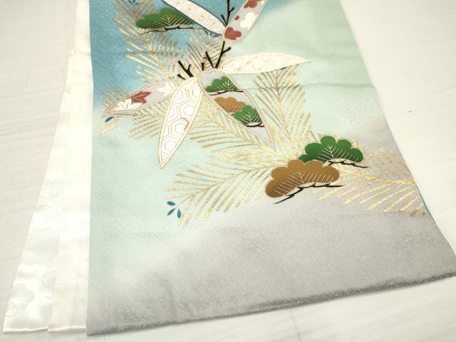 平和屋着物[]お宮参り　男の子　祝着　産着　初着　のしめ　飛鶴笹松文　暈し染め　金銀彩　逸品　DAAY3387ma
