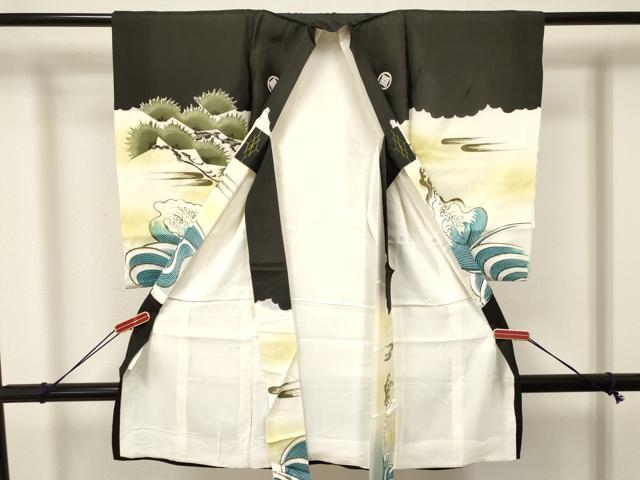 平和屋着物[]お宮参り　男の子　祝着　産着　初着　のしめ　鷹　鷲　立波松文　暈し染め　逸品　DAAY3389ma