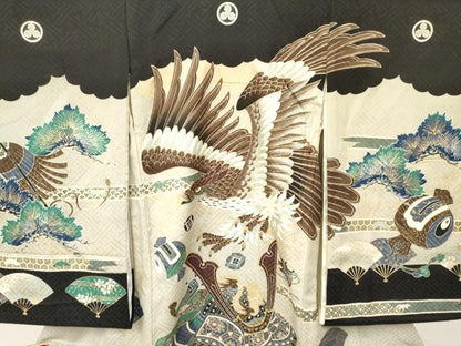 平和屋着物[]お宮参り　男の子　祝着　産着　初着　のしめ　鷹　鷲　龍　兜　金彩　逸品　DAAY3391ma