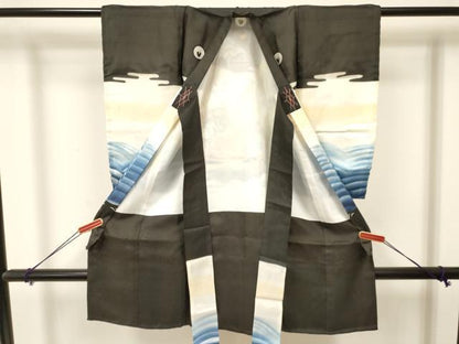 平和屋着物[]お宮参り　男の子　祝着　産着　初着　のしめ　駒刺繍　龍　宝船　暈し染め　金銀彩　逸品　DAAY3393ma
