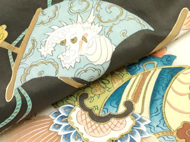 平和屋着物[]お宮参り　男の子　祝着　産着　初着　のしめ　駒刺繍　龍　宝船　暈し染め　金銀彩　逸品　DAAY3393ma