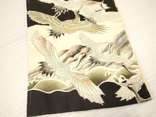 平和屋着物[]お宮参り　男の子　祝着　産着　初着　のしめ　風景群れ鶴文　金彩　逸品　DAAY3395ma