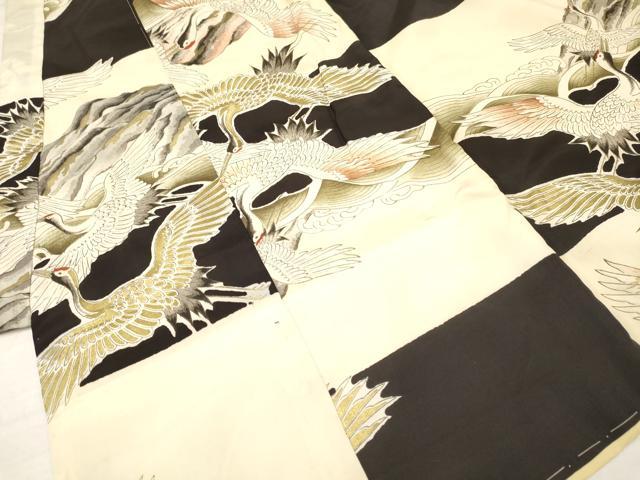 平和屋着物[]お宮参り　男の子　祝着　産着　初着　のしめ　風景群れ鶴文　金彩　逸品　DAAY3395ma