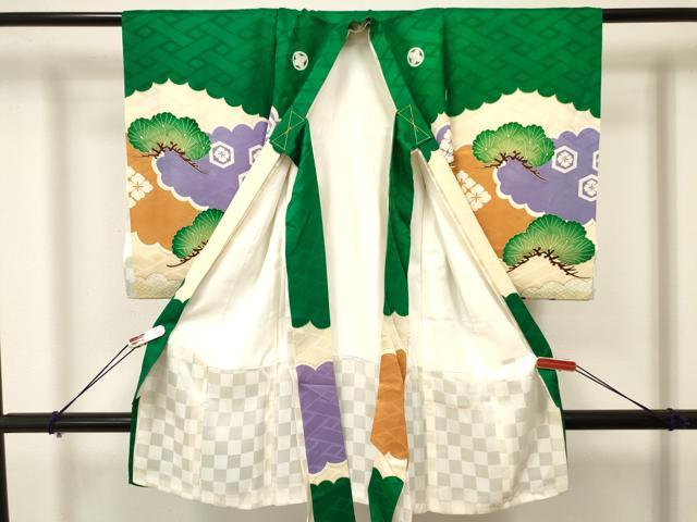 平和屋着物[]お宮参り　男の子　祝着　産着　初着　のしめ　駒刺繍　鷹　鷲　龍魚　松文　金彩　逸品　DAAY3397ma