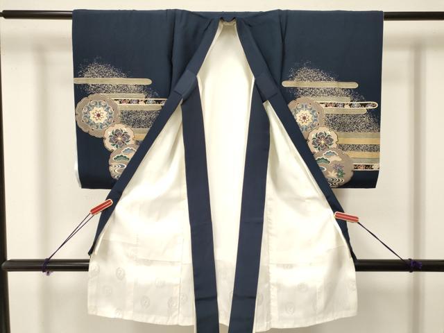 平和屋着物[]お宮参り　男の子　祝着　産着　初着　のしめ　鷹　鷲　雪輪花文　暈し染め　金彩　逸品　DAAY3398ma
