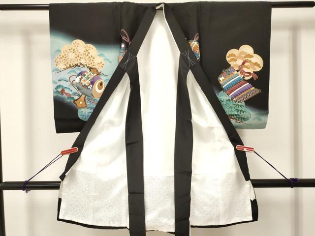 平和屋着物[]お宮参り　男の子　祝着　産着　初着　のしめ　刺繍　鷹　鷲　亀甲源氏車笹松文　暈し染め　金彩　逸品　DAAY3399ma