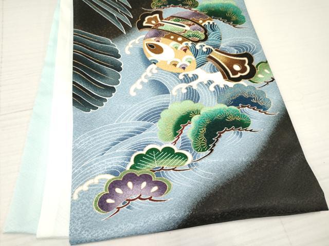平和屋着物[]お宮参り　男の子　祝着　産着　初着　のしめ　鷹　鷲　立波笹松文　暈し染め　金彩　DAAY3400ma