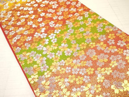 平和屋着物∵子供　全通柄袋帯　舞桜文　金銀糸　逸品　DAAY3401ma