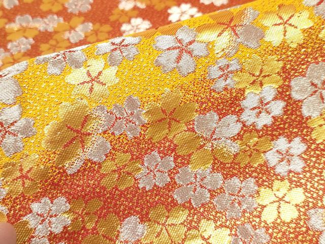 平和屋着物∵子供　全通柄袋帯　舞桜文　金銀糸　逸品　DAAY3401ma