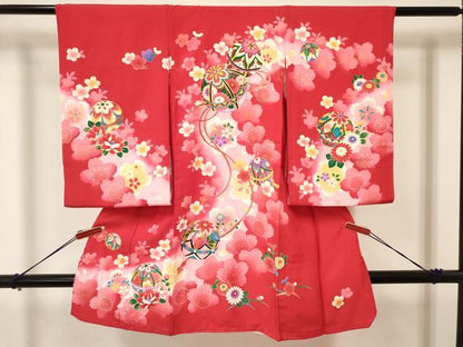 平和屋着物[]お宮参り　女の子　祝着　産着　初着　のしめ　鞠花文　暈し染め　金彩　逸品　DAAY3402ma